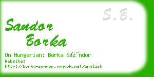 sandor borka business card